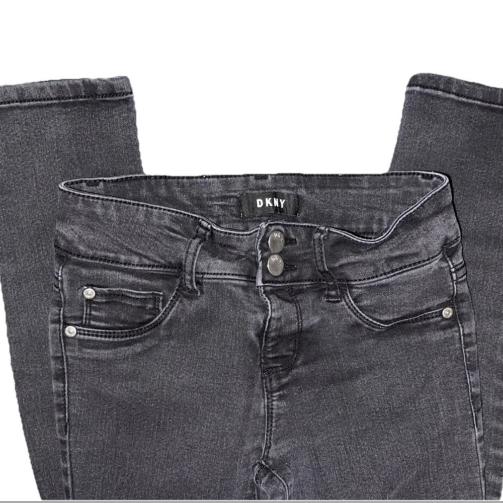 DKNY Girls Sz 12 Stretch Black Denim Skinny Leg Jeans EUC Back to School - Picture 5 of 6